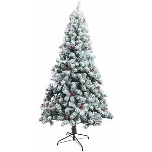 Besneeuwde kerstboom 650 takken h. 180 cm, bessen en dennenappels, New Sestriere Santa's House