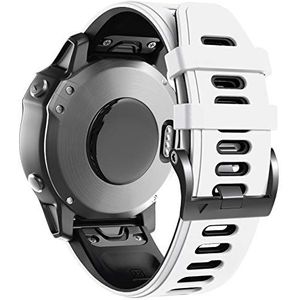 ANBEST Siliconen horlogeband voor Fenix 7/Fenix 6 Pro/Fenix 5 armband, 22 mm Sport reserveband met snelsluiting voor Fenix 5 Plus/Forerunner 945/Approach S62 dames heren, wit/zwart