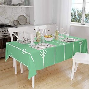 Bonamaison, schimmel, sneldrogend, vuilafstotend, machinewasbaar, 100% polyester, tafelkleed, petrolgroen, wit, 140 x 160 cm – ontworpen en geproduceerd in Turkije