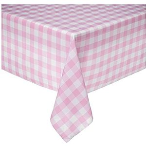 LA Linen Tafelkleed geruit 152,4 x 305 x 0,04 cm roze wit