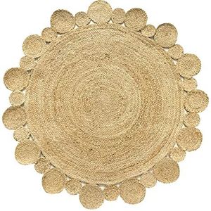 HAMID - Jute tapijt, 100% natuurlijke jutevezel, rond en decoratief jutetapijt, handgeweven, woonkamer, slaapkamer, haltapijt - (120 x 120 cm)