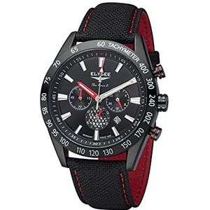 Elysee The Race 2 Herenhorloge met datumweergave en chronograaf waterdicht tot 10 ATM, Zwart/Rood, Riemen