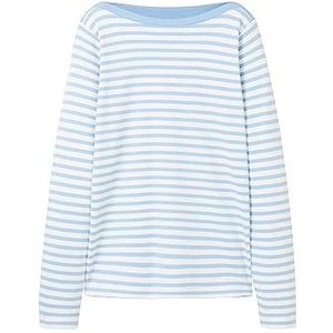 TOM TAILOR Denim Gestreept longsleeve T-shirt voor dames, 32577 - Medium blauwe en witte strepen