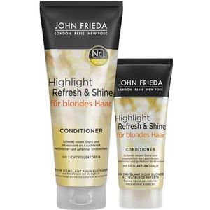 John Frieda - Highlight Refresh & Shine Conditioner Pack avantageux – Contenu : 250 ml + 50 ml de shampooing format voyage – Nouvelle brillance et luminosité intense pour cheveux blonds et mèches