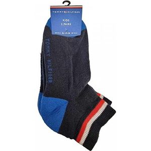 Tommy Hilfiger Iconic Kids Sports Quarter sokken (2 verpakkingen), Blauw (nachtblauw)