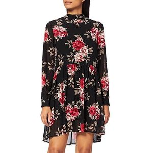 Vila Mini-jurk met lange mouwen met bloemenprint, Zwart 1