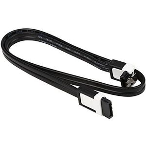 meeboo 1 x 40 cm SATA-kabel zwart | 1 x rechte hoek | met clip | compatibel tot S-ATA/600 | serie ATA | 1,5 GB/3 GB/6 GB (achterwaarts compatibel) | S-ATA kabel | topkwaliteit