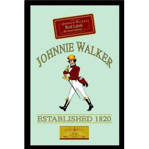 Empire Merchandising Whiskey Johnnie Walker 537447 bedrukte spiegel met kunststof frame in houtlook, 20 x 30 cm