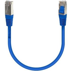Waytex 33801 Ethernet-kabel, RJ45, Cat 6a, S/FTP, 500 MHz, afgeschermd, 100% koper, LSZH, halogeenvrij, compatibel met pc, printer, box, router, netwerkswitch, gameconsoles, tv, 0,5 m, blauw