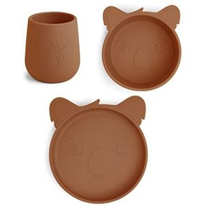 NUUROO - Set van 3 diners van siliconen Judi Koala – karamel koffie