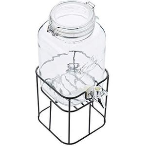 A'Domo Drankdispenser met kunststof kraan en metalen houder, 3,6 l, 22 x 16 x 37 cm, transparant