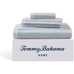 Tommy Bahama Ocean Bay Collection Set van 3 handdoeken, 100% katoen, extra zacht en absorberend, kleurecht, Öko-Tex-gecertificeerd, blauw