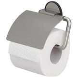 Tiger Tune - Wc rolhouder met klep - Toiletrolhouder - Zonder boren - Zelfklevend 3M tape - RVS geborsteld / Zwart