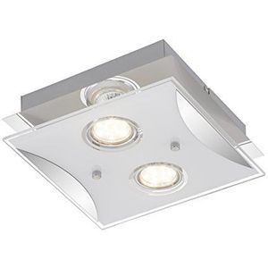 Briloner Verlichting LED plafondlamp 2 x LED / GU10 3W 250lm chroom metaal glas 210x210x72mm hoog