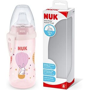 NUK Active Cup Leren drinkbeker, 12 maanden, lekvrije drinkbek, clip en beschermkap voor onderweg, 300 ml, BPA-vrij, bal