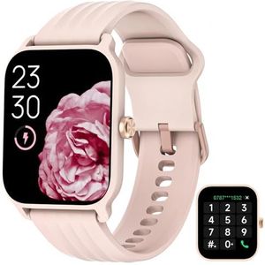 IOWODO W13 Smartwatch, 1,85 inch smartwatch voor dames met bluetooth-oproepen, Whatsapp-berichten, melding, Alexa SpO2, hartslagmeter, slaap, stappenteller, calorieën, 100 sportmodi voor iOS Android
