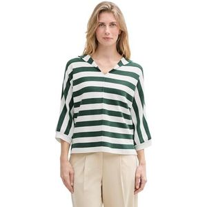 TOM TAILOR Pull pour femme, 37745 - Vert mélangé - Rayures bloc, XL