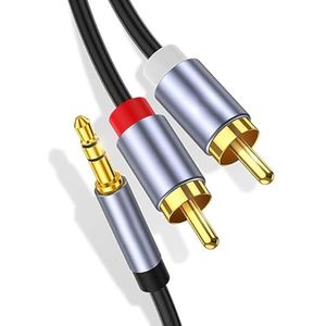 Tymyp Câble jack 3,5, câble audio, RCA vers jack 3,5, jack vers RCA 3,5 mm, câble RCA mâle 3,5 mm vers 2 RCA mâles, câble audio stéréo Y supplémentaire avec métal plaqué or