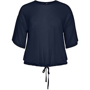 Vero Moda Vmlonie SS Trekkoord Top-S Curve GA Dames T-shirt, Navy Blazer, One Size, Navy Blazer