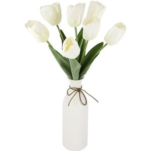 Real-Touch Kunsttulpen in vaas, eenvoudige tulpenboeket, lentedecoratie, paasdecoratie, tafeldecoratie, tafeldecoratie