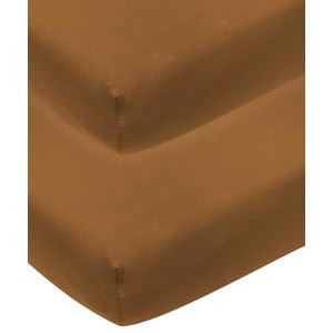 Meyco Baby Uni hoeslaken wieg - 2-pack - camel - 40x80/90cm