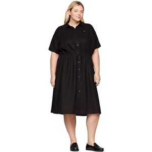 Tommy Hilfiger Robe chemise CRV Linen SS pour femme, Black, 48