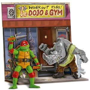 Tortugas Ninja Raphael Vs. Rocksteady Movie Face Off Set van 2 actiefiguren, beweegbaar, 12 cm, figuren uit de film Chaos Mutant met gevechtsaccessoires voor jongens en meisjes vanaf 4 jaar