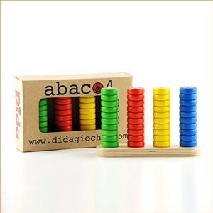 Dida Abaco voor kinderen van hout, wiskundige spelletjes voor kinderen, ballen voor kinderen, verticale abaco met 4 stelen