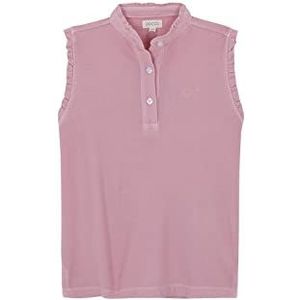 Gocco Polo en Pique Rose Col Et Manches Volan Polos pour Filles, Rosé, 5-6 ans