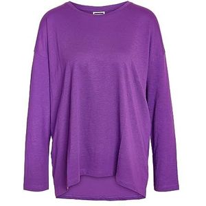 Noisy may Nmmathilde L/S O-hals High/Low Top Noos Sweater voor dames, amarant paars