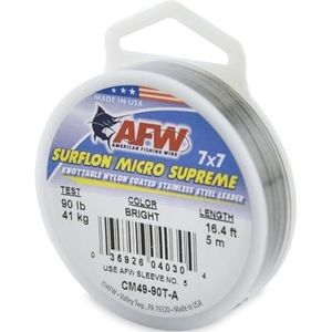 American Fishing Wire Surflon Micro Supreme looddraad van roestvrij staal met nyloncoating, 7 x 7, lichte kleur, 40,8 kg getest, 5 m