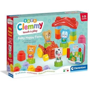 Clementoni - 17884 – Soft Clemmy – Happy Farm – Blokken voor kinderen, Sensorisch Spel, Blokken en Personages, Educatief Speelgoed Baby's Van 6-36 Maanden, Gemaakt in Italië