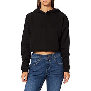 Urban Classics Dames Oversized Cropped Hoody Sweatshirt Capuchon, Zwart, XL Dames