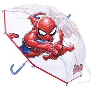 CERDÁ LIFE'S LITTLE MOMENTS - Transparante paraplu voor jongens van Spiderman – handmatige opening met windmechanisme en walvisbescherming voor meer veiligheid – officiële Marvel-licentie, Rood