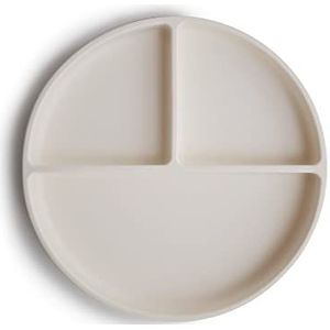 Mushie Gesplitst bord met zuignap van siliconen, BPA-vrij, accessoires voor baby's, jongens en meisjes, vaatwasmachinebestendig en magnetronbestendig, ivoorkleurig