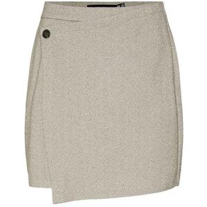 VERO MODA Vmkawi Mw Herringbone korte rok voor dames, Chocoladetaart/detail: mix van zilveren munt
