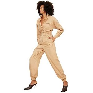 Trendyol Beige Button Detaililed overalls tuinbroek, 38 vrouwen