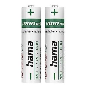 Hama | Piles rechargeables (2 piles AAA, rechargeables, 1000 mAh, charge rapide) Blanc