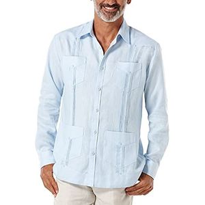 Cubavera Guayabera Mini-overhemd met lange mouwen en knopen en zakken voor heren, Kasjmir - Blauw