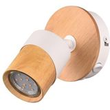 Trio Leuchten Spot Lampe Aruni 801170131, Métal Blanc mat, Bois naturel, excl. 1x GU10