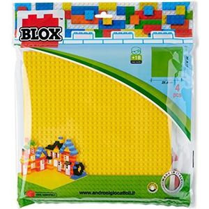 Simba Blox, 104114556, 4 x bouwplaat, elk 25 x 25 cm, geel, grijs, groen, blauw, hoge kwaliteit, aan beide zijden bespeelbaar, volledig compatibel met vele andere fabrikanten, grondplaat bouwstenen, vanaf 3 jaar