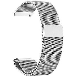 Roestvrij stalen armband voor horloge met magneetsluiting, reservearmband compatibel met smartwatch voor heren en dames, 14 mm, 16 mm, 18 mm, 20 mm, 22 mm, zilver