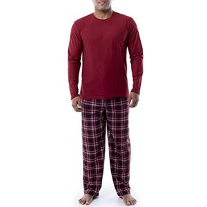 Izod Pyjama en polaire pour homme avec manches longues et pantalon, Rouge/carreaux, XXL