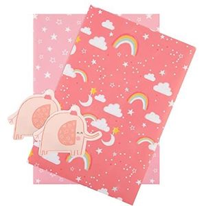 Hallmark Cadeaupapier en cadeauhangers, motief: roze olifant, 2 stuks