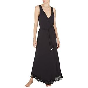 Emporio Armani Dames maxi-jurk viscose franjesjurk zwart M, zwart.