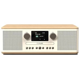 Pure Classic C-D6 muzieksysteem (cd-speler, Dab+/FM, Bluetooth, AUX, USB, slaaptimer) wit katoen/eiken
