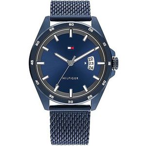 Tommy Hilfiger 1791911 Herenhorloge, analoog, kwarts, met Milanese armband, roestvrij staal, blauw, Marine., armband