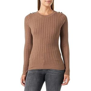 VERO MODA Vmglory Ls O-Neck Button Ga Boo damestrui, bruine lens, details: gouden knopen, L, Bruine lens. Details: gouden knopen