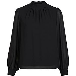 Object Objmila L/S High Neck Noos blouse, zwart, 38 dames, zwart, maat 38, zwart.