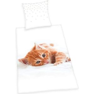 Herding Young Collection Beddengoed, omkeerbaar, katten, dekbedovertrek 135 x 200 cm, kussensloop 80 x 80 cm, katoen-renforcé